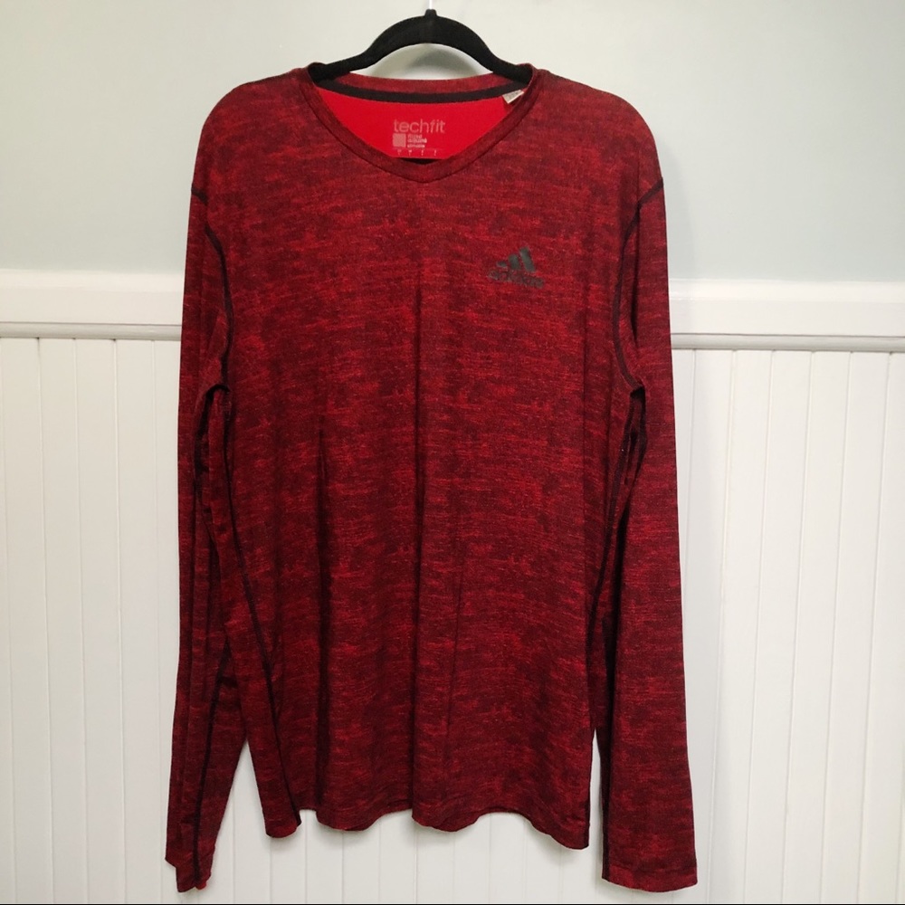 Adidas Red Tech fit climalite long sleeve shirt